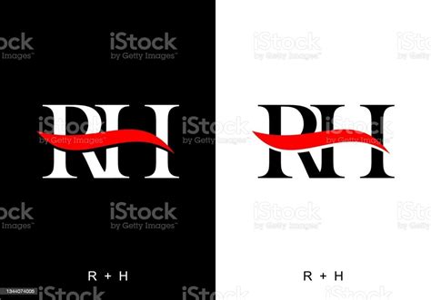 Black And White Color Of Rh Initial Letter Design Stock Illustration ...