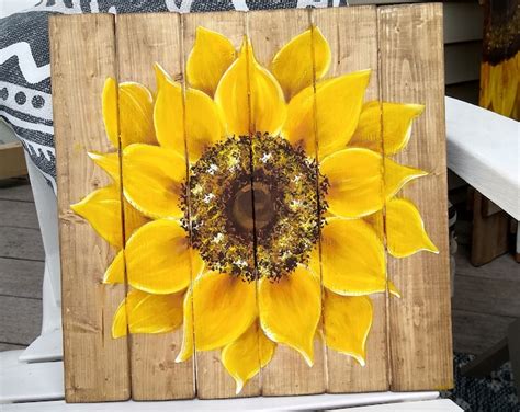 Sunflower Wood Wall Art Sunflower Decor Large Wall Art Sunflowers ...