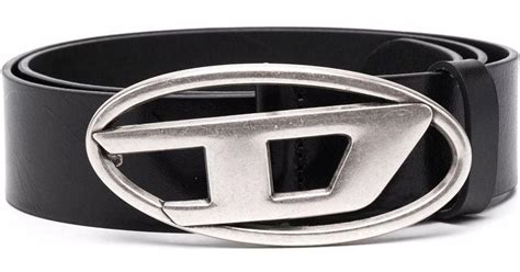 DIESEL 1dr Logo-buckle Leather Belt in Black | Lyst