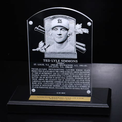 Ted Simmons Acrylic Replica Hall of Fame Plaque