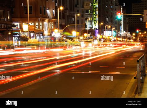 Famous and typical street of Gran Via in Madrid at night Stock Photo - Alamy