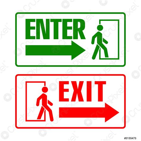 Entry and exit sign - stock vector 3155473 | Crushpixel