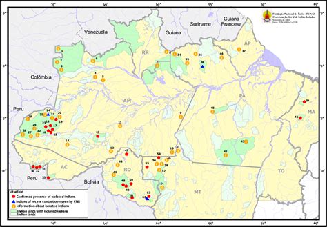 Location of isolated tribes in Brazil [1233x856] : r/MapPorn