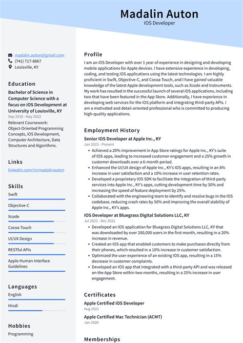 Apple IOS Developer Resume Examples | ResumeCat