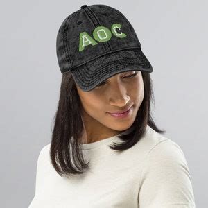 AOC Hat, AOC Green New Deal, Embroidered Vintage Hat, Alexandria Ocasio ...