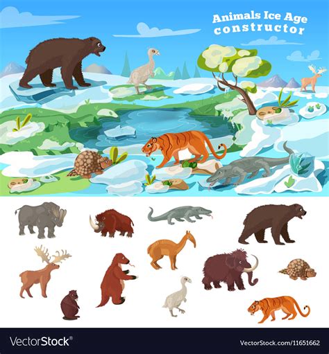 Animals ice age concept Royalty Free Vector Image