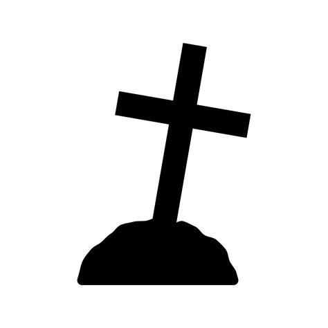 Lopsided black sinister cross on grave silhouette. Creepy symbol of ...