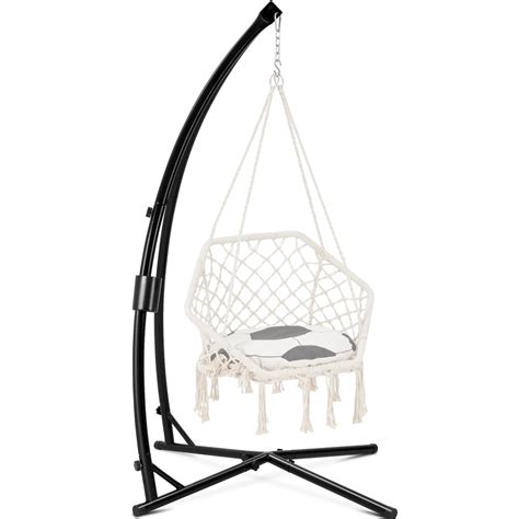 Eusuncaly Hanging Hammock Chair Stand Swing Chair Stand for Indoor/Outdoor,C-Type Solid Steel ...