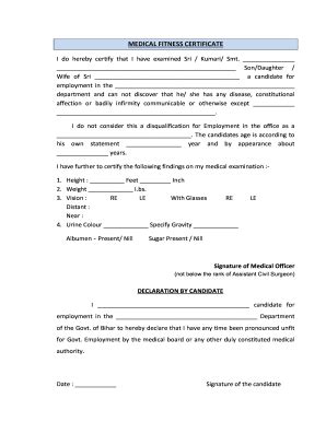 Medical Fitness Certificate - Fill Online, Printable, Fillable, Blank | pdfFiller