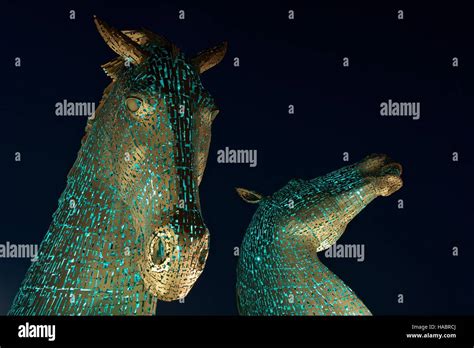 The Kelpies at night Stock Photo - Alamy