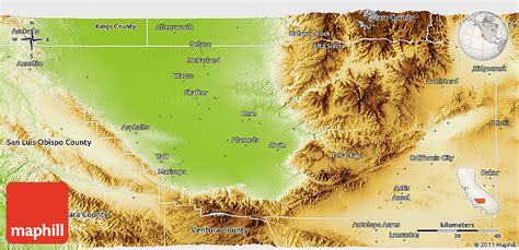 Physical 3D Map of Kern County