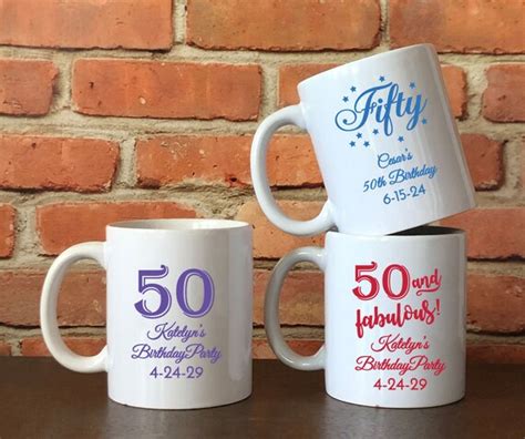 Printed Personalized Coffee Mugs Fiftieth Birthday Party - Etsy