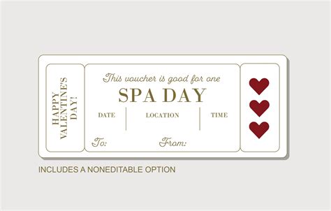 Valentine's Day Spa Day Gift Voucher INSTANT DOWNLOAD | Etsy