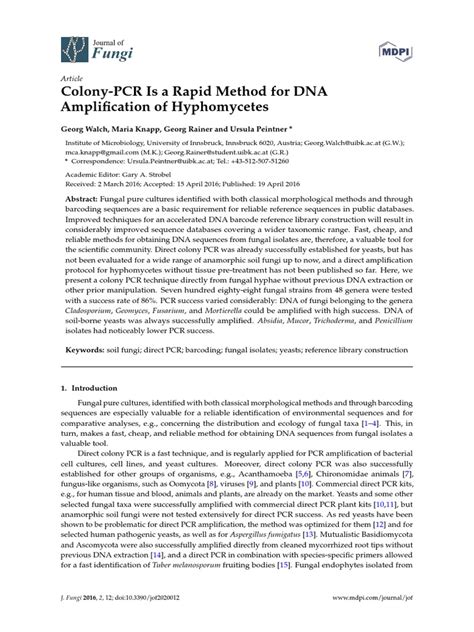 Colony PCR | PDF | Polymerase Chain Reaction | Fungus