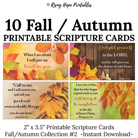 10 Autumn Fall Printable Scripture Cards C2 INSTANT DOWNLOAD, Fall ...