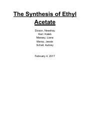 The Synthesis of Ethyl Acetate .pdf - The Synthesis of Ethyl Acetate ...