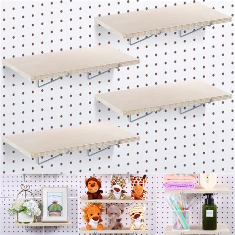 Buy 4 Set Large Pegboard Shelf Kit Fiberboard Pegboard Shelves Storage ...