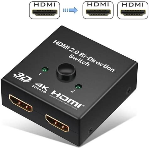 HDMI Splitter 1 in 2 Out, HDMI Switch 4K HDMI Splitter, HDMI Bidirectional Switcher 2 Input 1 ...