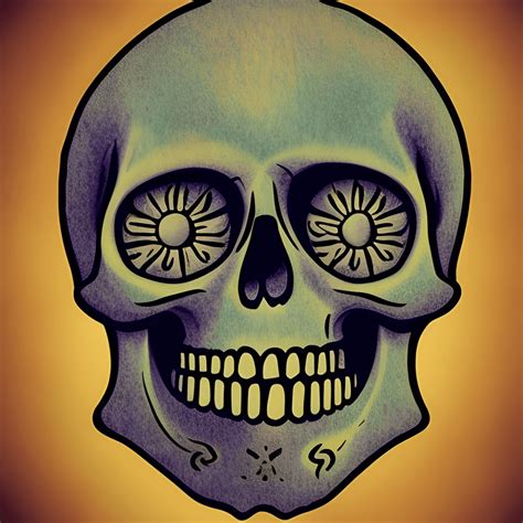 Retro Hippie Skull Art · Creative Fabrica