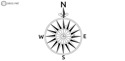 Autocad drawing north arrow 19 vintage compass rose dwg dxf