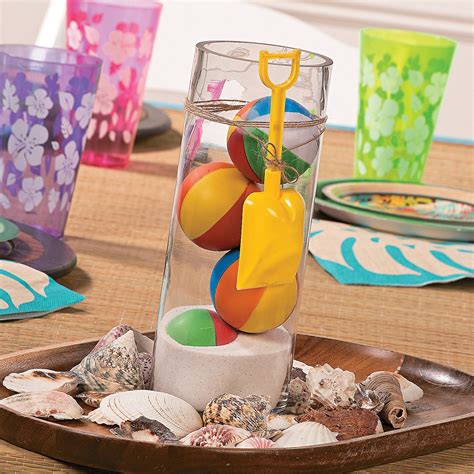 Beach Ball Centerpiece Idea - OrientalTrading.com Beach Party Centerpieces, Easy Party ...