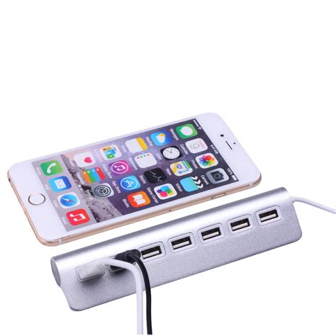 2016 New Aluminum Alloy 7 Ports Aluminum USB 2.0 High Speed Hub For Apple Mac PC Laptop-in USB ...