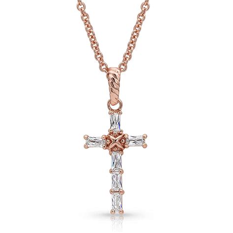 Entwined Rose Gold Brilliant Cross Necklace | Montana Silversmiths