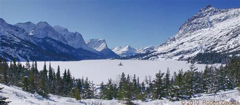 Winter on St Mary Lake Photo - Glacier Park Photo Gallery