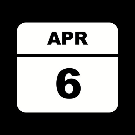 April 6th Date on a Single Day Calendar 498510 Vector Art at Vecteezy