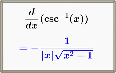 Derivative of arccsc (Inverse Cosecant) With Proof and Graphs ...