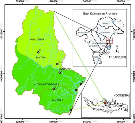 Map of study location in East Kutai District, Kutai Kertanegara ...