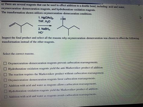 Solved a) There are several reagents that can be used to | Chegg.com