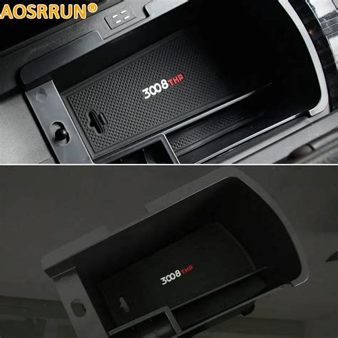 AOSRRUN Free shipping Central Armrest Storage Box car accessories For Peugeot 3008 2012 2013 ...