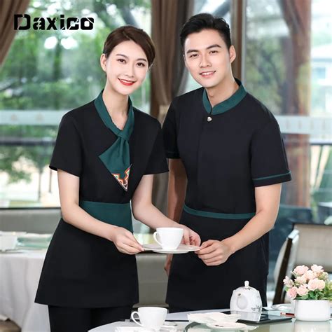 Short-Sleeve-Restaurant-Waiter-Uniform-for-Woman-Hotel-Food-Service-Work-Wear-Cafe-Kichen ...