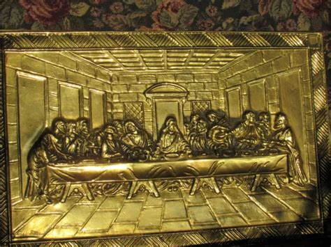 VINTAGE JESUS THE Last Supper Embossed Brass 3D Picture. Old Christian ...