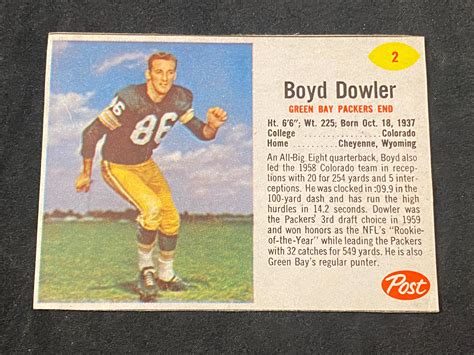 Lot - 1962 Post Cereal Boyd Dowler