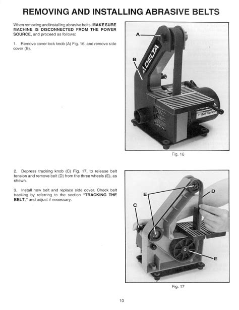 Delta 1'' BELT SANDER 31-050 User's Manual | Page 10 - Free PDF ...