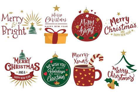 Merry Christmas greeting cards clip art. Christmas decor png