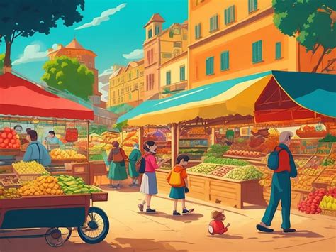 Premium Photo | Traditional Market cartoon illustration