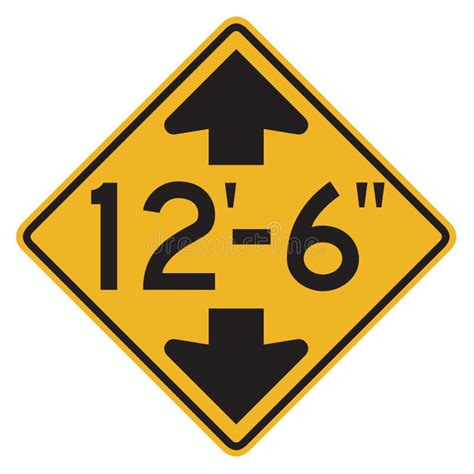 US Road Warning Sign: Low Clearance in Imperial Units Stock Illustration - Illustration of human ...