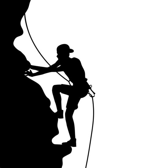 Rock climbing climber silhouette. Mountain climber, adventure, hiking vector illustration, logo ...