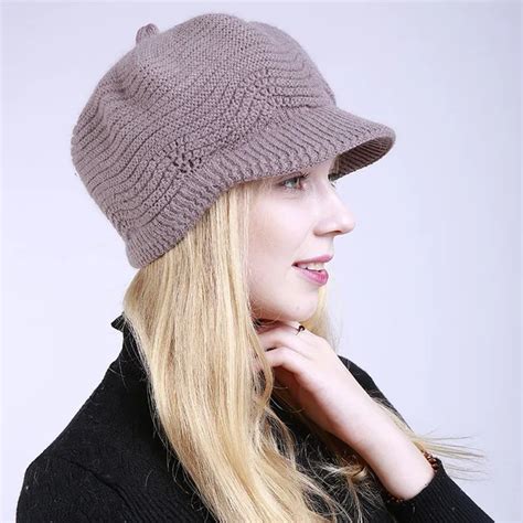 LEDINGSEN 2018 Autumn Warm Knitted Baseball Caps Women Purple Fleece ...