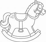 Rocking Coloring Horse Pages Colouring Toy Drawing Animal Simple Shapes  sketch template