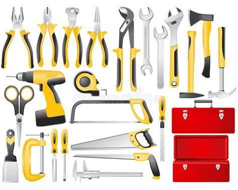 Hand work tools set. Full-color hand work tools and toolbox icon set , #sponsored, #tools, #set ...