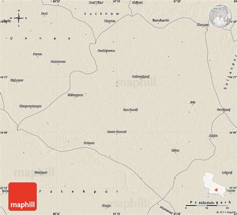 Shaded Relief Map of Rae Bareli