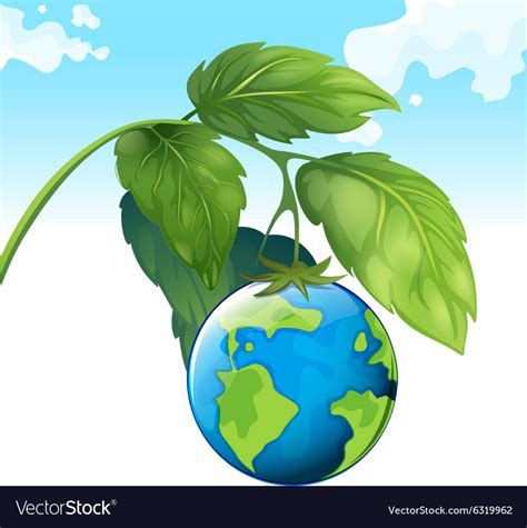 Save the world theme with earth and plant Vector Image