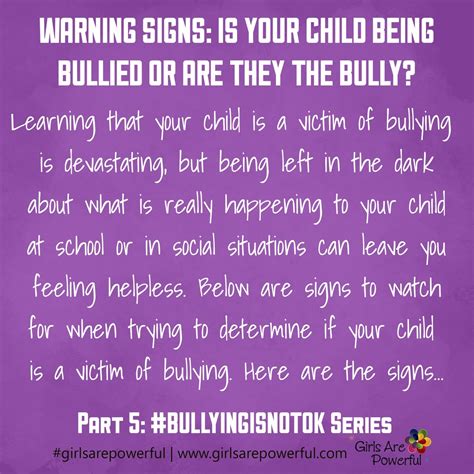 Warning Signs: Is Your Child Being Bullied or Are They the Bully? - Girls Are Powerful Organization