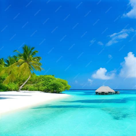 Premium AI Image | Maldives tropical island with palm tree