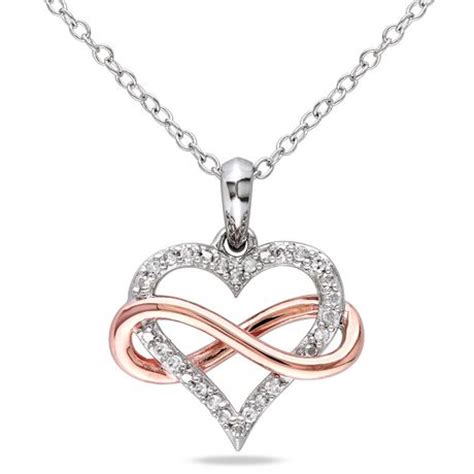 Miabella 0.10 Carat T.W Diamond Two-Tone Sterling Silver Infinity Heart Pendant, 18" | Walmart ...