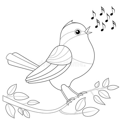 Songbird Coloring Picture stock vector. Illustration of branch - 84897220